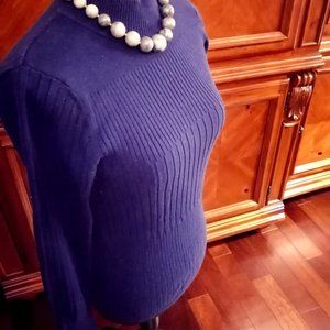 Blue Button-Cuff Detailed Sweater by Dalia